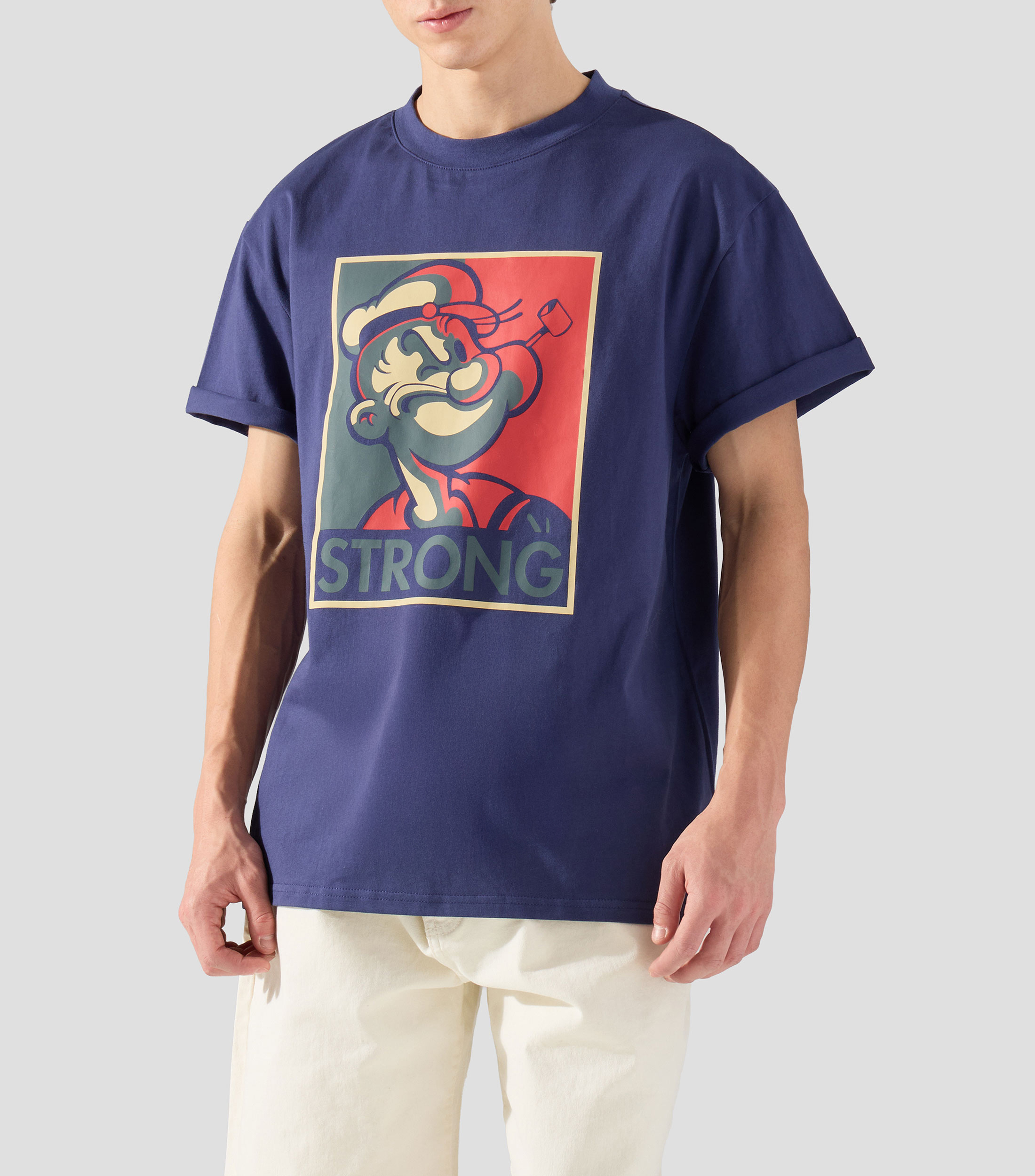 Playera de cuello redondo con manga corta estampada Hombre